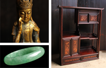 中国美術】	陶磁器/堆朱/掛軸・書画/玉器翡翠/金銅鍍金仏/象牙彫刻/銅器/錫器/銘木・唐木家具/珊瑚