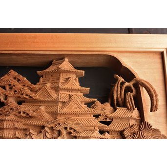 超繊細彫在銘入木彫欄間１対　R428 