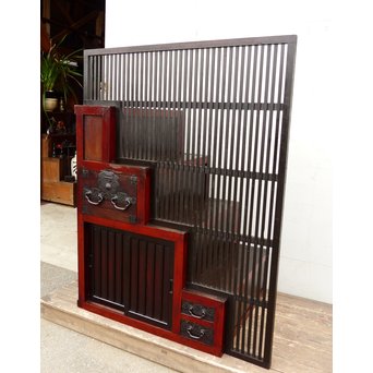 パーテション付両引き松本階段箪笥　M36 