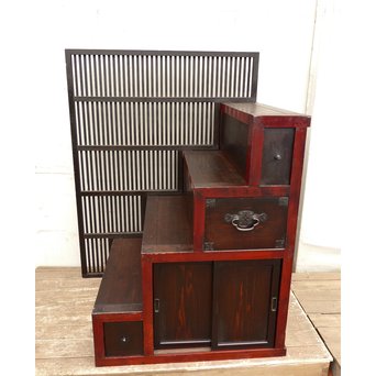 パーテション付両引き松本階段箪笥　M36 