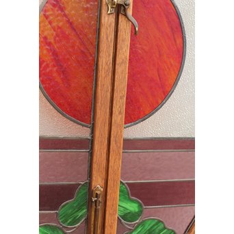 夕日に松　ステンドガラス窓１対　GD515 