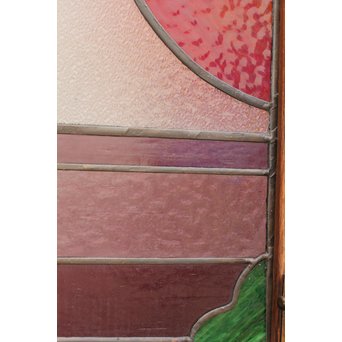 夕日に松　ステンドガラス窓１対　GD515 