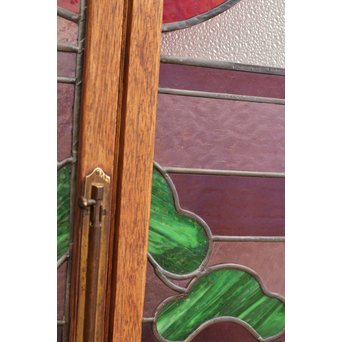 夕日に松　ステンドガラス窓１対　GD515 