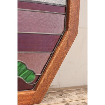 夕日に松　ステンドガラス窓１対　GD515 