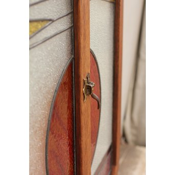 夕日に松　ステンドガラス窓１対　GD515 