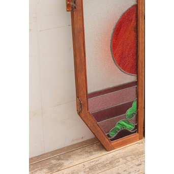 夕日に松　ステンドガラス窓１対　GD515 