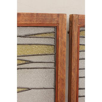 夕日に松　ステンドガラス窓１対　GD515 