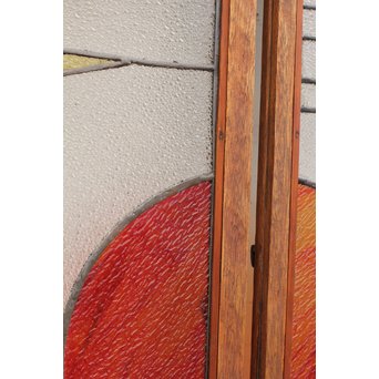 夕日に松　ステンドガラス窓１対　GD515 