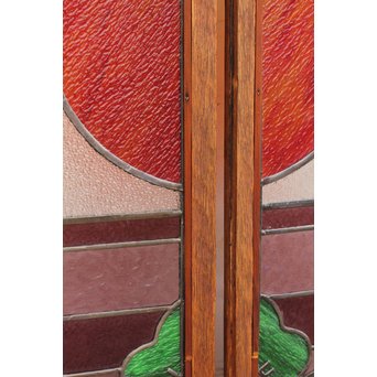 夕日に松　ステンドガラス窓１対　GD515 