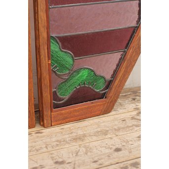 夕日に松　ステンドガラス窓１対　GD515 