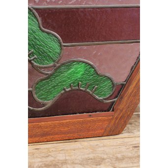 夕日に松　ステンドガラス窓１対　GD515 