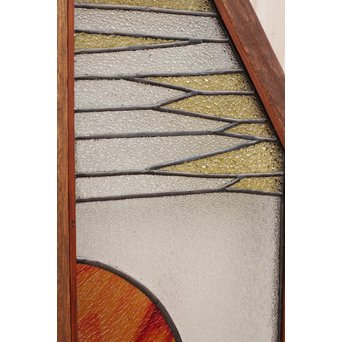 夕日に松　ステンドガラス窓１対　GD515 