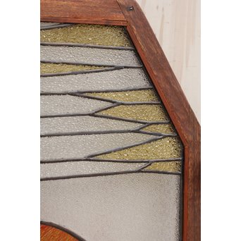 夕日に松　ステンドガラス窓１対　GD515 