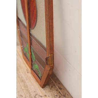 夕日に松　ステンドガラス窓１対　GD515 