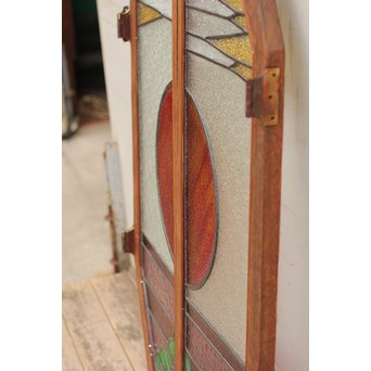 夕日に松　ステンドガラス窓１対　GD515 