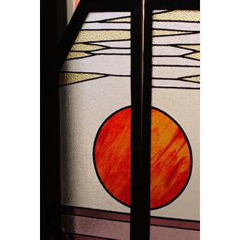 夕日に松　ステンドガラス窓１対　GD515 