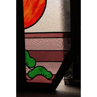 夕日に松　ステンドガラス窓１対　GD515 