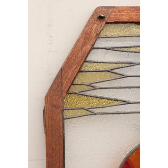 夕日に松　ステンドガラス窓１対　GD515 