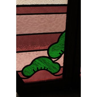 夕日に松　ステンドガラス窓１対　GD515 