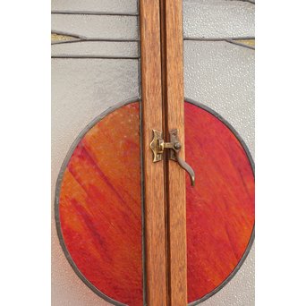 夕日に松　ステンドガラス窓１対　GD515 