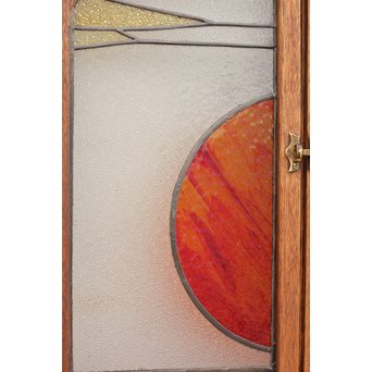 夕日に松　ステンドガラス窓１対　GD515 