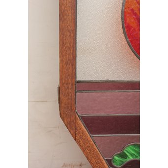 夕日に松　ステンドガラス窓１対　GD515 