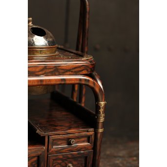 孔雀杢総黒柿煙草盆　J1267 