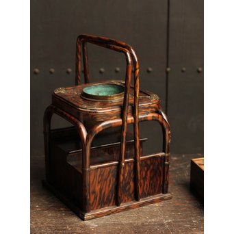 孔雀杢総黒柿煙草盆　J1267 