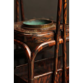 孔雀杢総黒柿煙草盆　J1267 