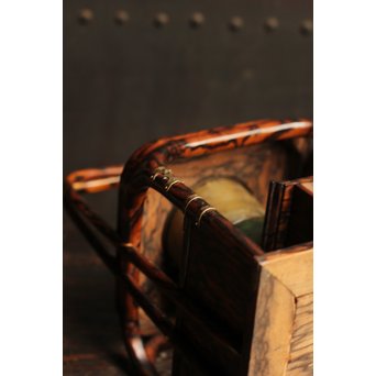 孔雀杢総黒柿煙草盆　J1267 