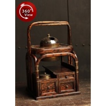 孔雀杢総黒柿煙草盆　J1267