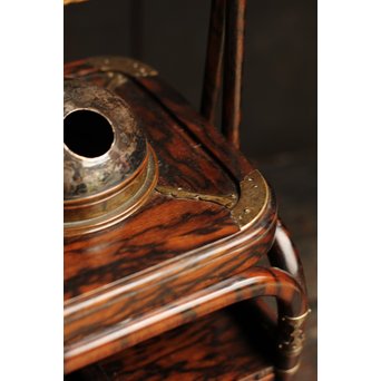 孔雀杢総黒柿煙草盆　J1267 