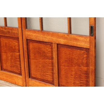 縮杢尽くしの豪華玄関硝子戸2枚１組　GD529 