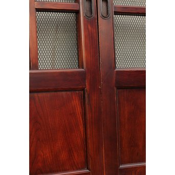 希少総欅一対の升格子蔵戸　W277 