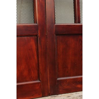 希少総欅一対の升格子蔵戸　W277 