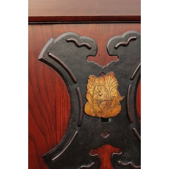 希少総欅一対の升格子蔵戸　W277 