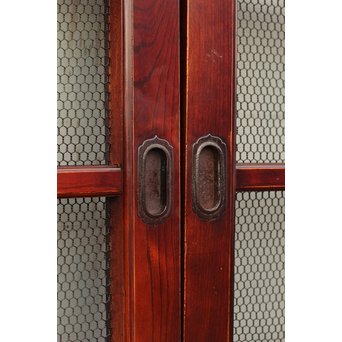 希少総欅一対の升格子蔵戸　W277 