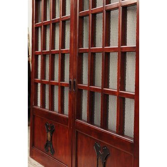 希少総欅一対の升格子蔵戸　W277 