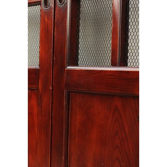 希少総欅一対の升格子蔵戸　W277 