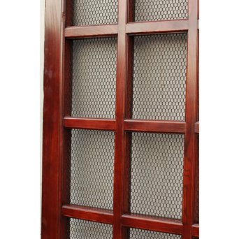 希少総欅一対の升格子蔵戸　W277 