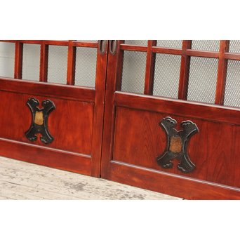 希少総欅一対の升格子蔵戸　W277 