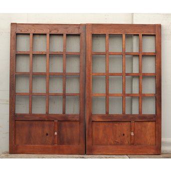 希少総欅一対の升格子蔵戸　W277 