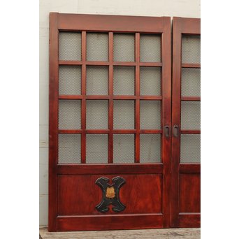 希少総欅一対の升格子蔵戸　W277 