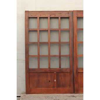 希少総欅一対の升格子蔵戸　W277 