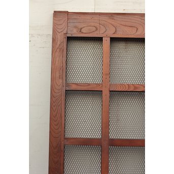 希少総欅一対の升格子蔵戸　W277 