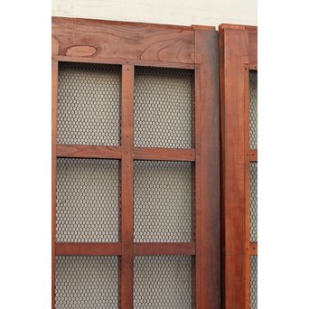 希少総欅一対の升格子蔵戸　W277 