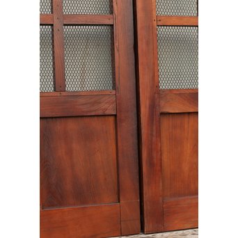 希少総欅一対の升格子蔵戸　W277 