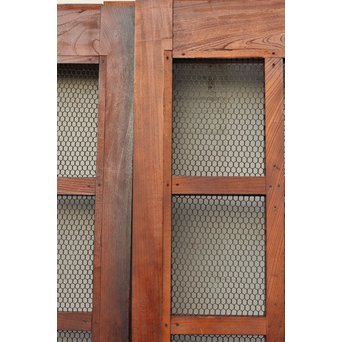 希少総欅一対の升格子蔵戸　W277 