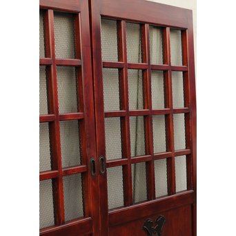 希少総欅一対の升格子蔵戸　W277 