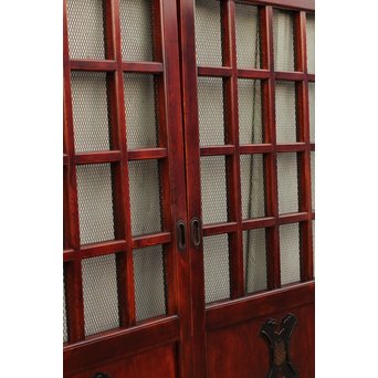 希少総欅一対の升格子蔵戸　W277 